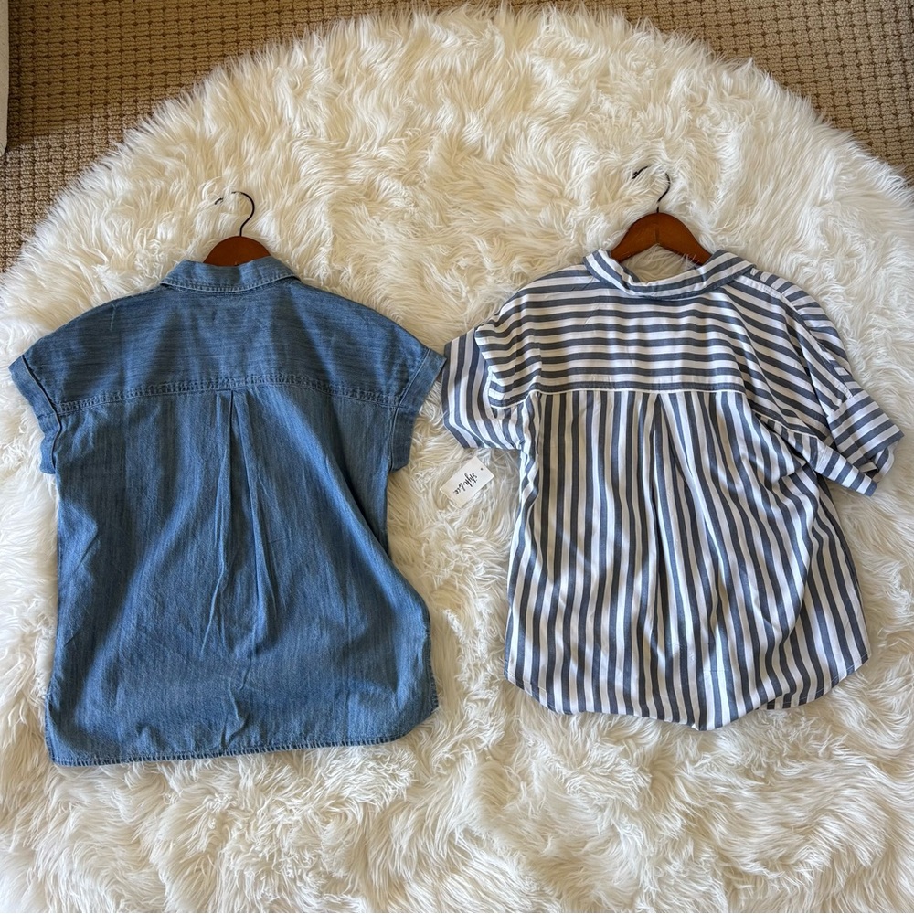 Style & Co. Denim and Striped Button Down Shirts Bundle of TWO Size SMALL - Picture 2 of 6